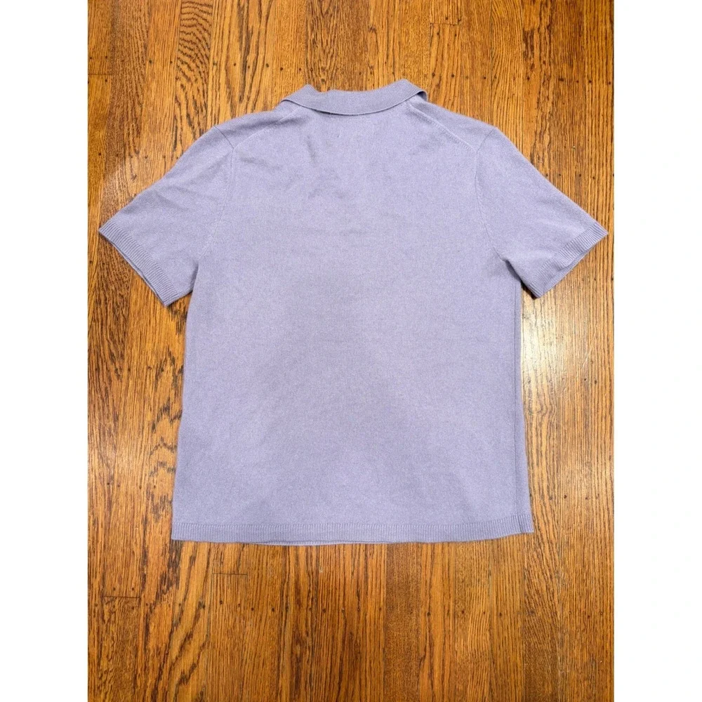 The Commons Mens 100% Cashmere Short Sleeve Polo Sweater Purple Ash Large